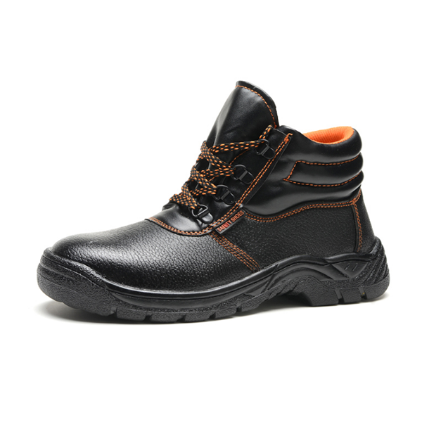 Good quality black microfiber with orange lining rubber sole safety shoe for oil production worker