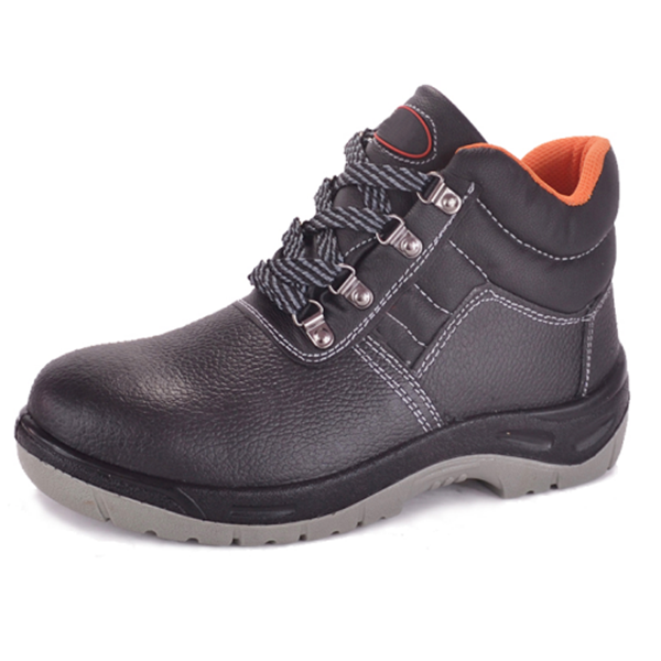 High quality black cowleather orange lining with pu sole for construction field workers protection