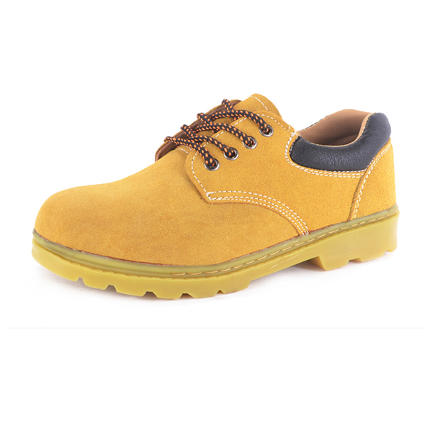 Fashion yellow microfiber good breathability safety shoe for workers